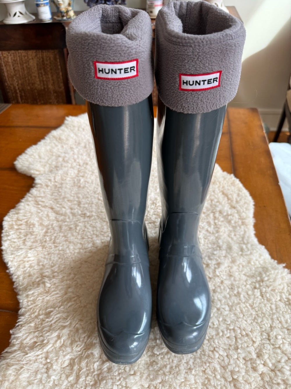 Hunter Gloss Tall Rain Boots in Charcoal - Picture 5 of 8